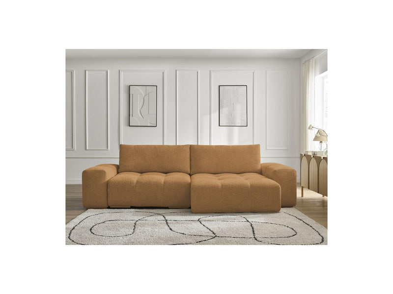 Canapé D'Angle Convertible Réversible Coffre - Anakin - Tissu Bouclette - 2 Coussins