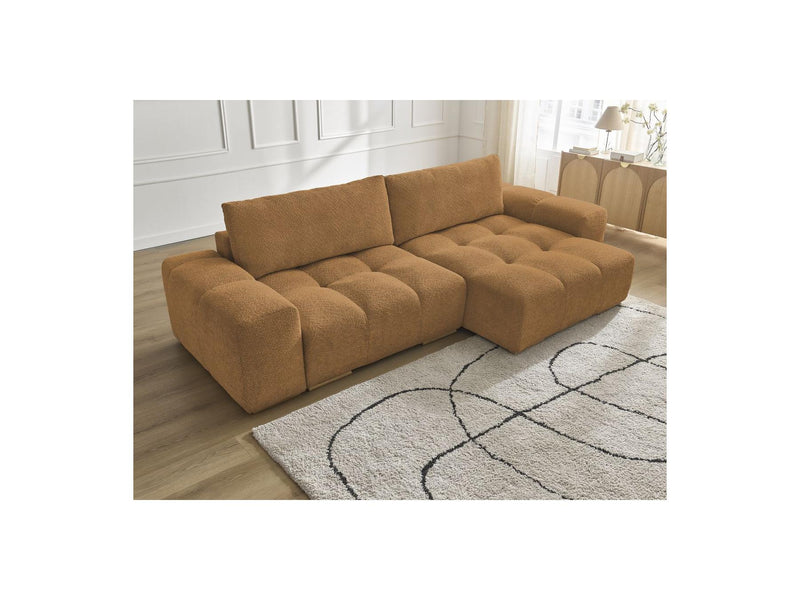 Canapé D'Angle Convertible Réversible Coffre - Anakin - Tissu Bouclette - 2 Coussins