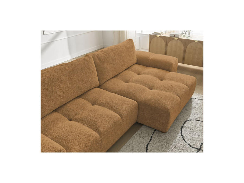 Canapé D'Angle Convertible Réversible Coffre - Anakin - Tissu Bouclette - 2 Coussins