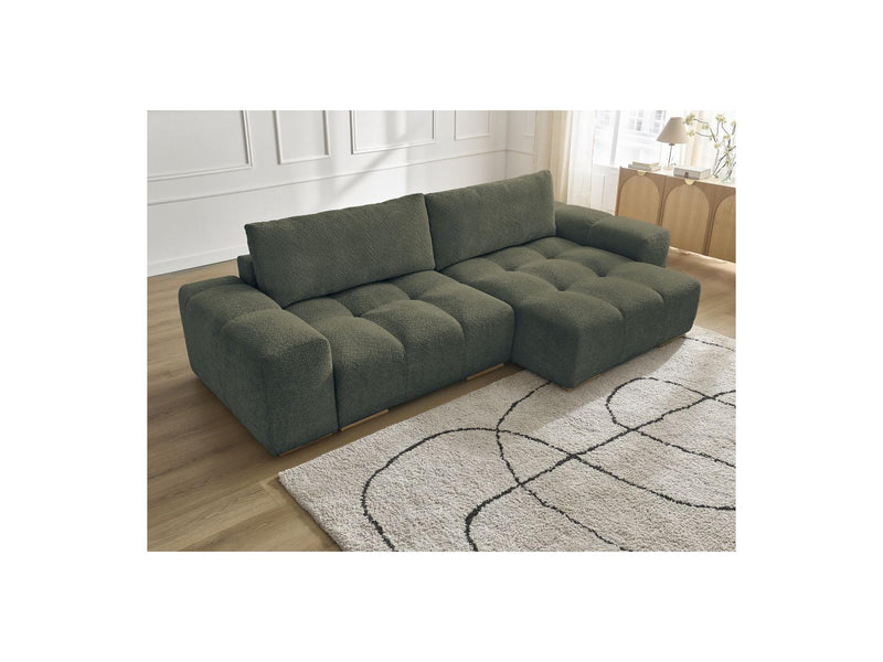 Canapé D'Angle Convertible Réversible Coffre - Anakin - Tissu Bouclette - 2 Coussins