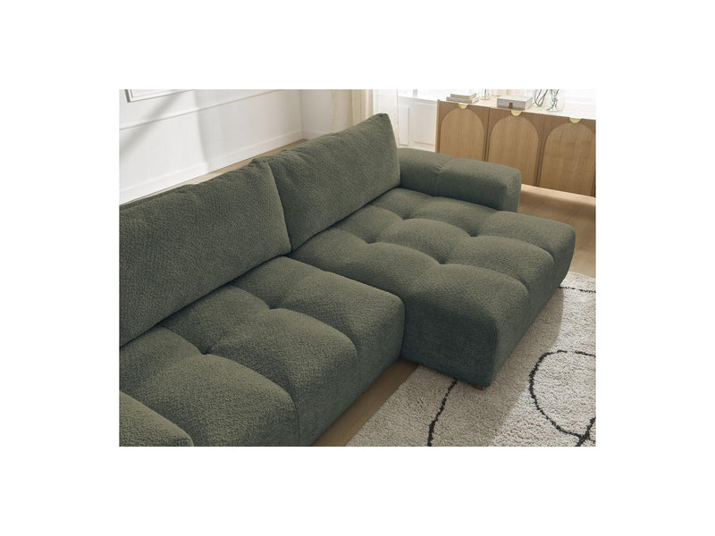 Canapé D'Angle Convertible Réversible Coffre - Anakin - Tissu Bouclette - 2 Coussins