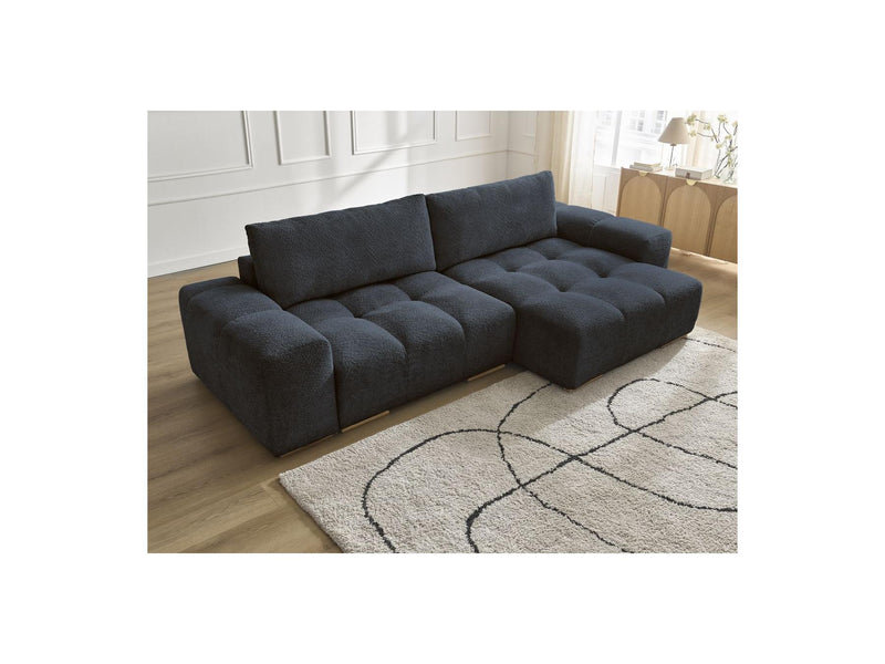 Canapé D'Angle Convertible Réversible Coffre - Anakin - Tissu Bouclette - 2 Coussins