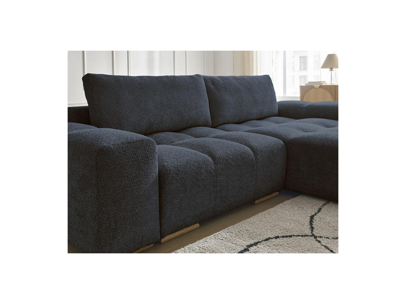 Canapé D'Angle Convertible Réversible Coffre - Anakin - Tissu Bouclette - 2 Coussins