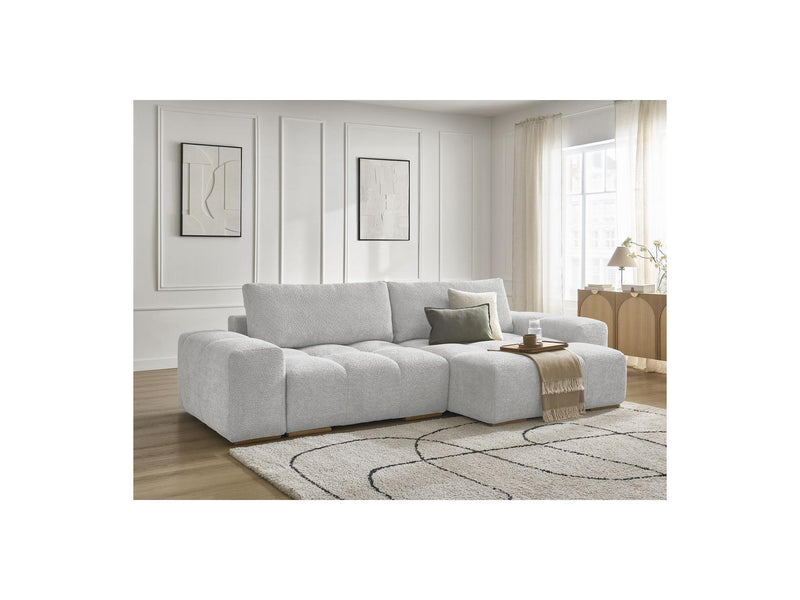 Canapé D'Angle Convertible Réversible Coffre - Anakin - Tissu Bouclette - 2 Coussins