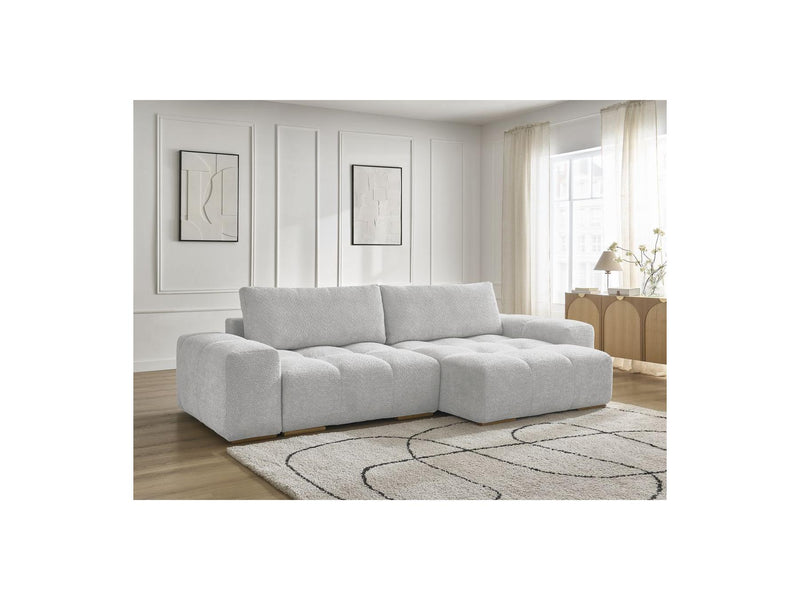 Canapé D'Angle Convertible Réversible Coffre - Anakin - Tissu Bouclette - 2 Coussins