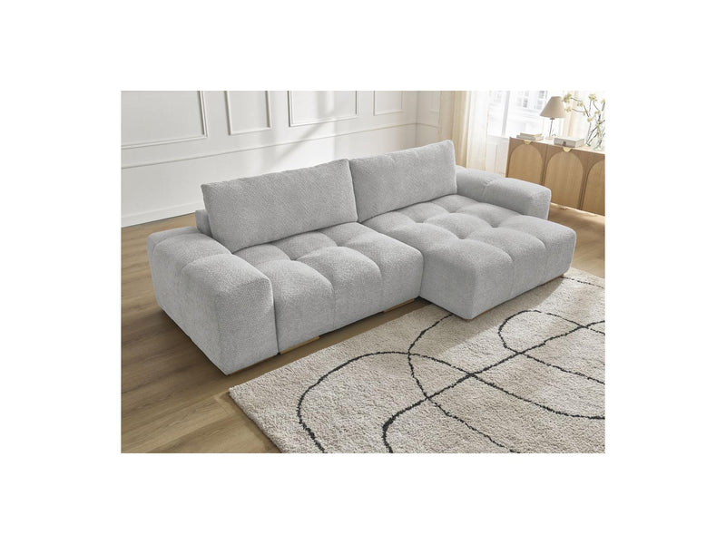 Canapé D'Angle Convertible Réversible Coffre - Anakin - Tissu Bouclette - 2 Coussins