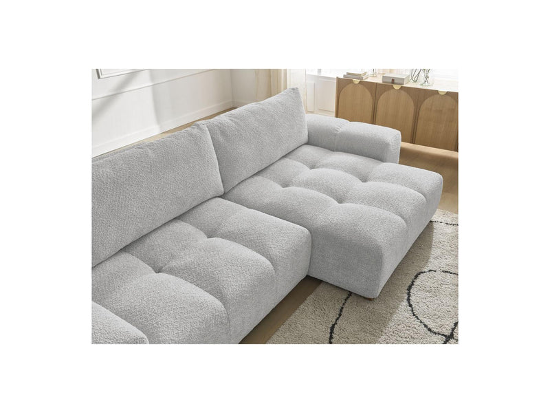 Canapé D'Angle Convertible Réversible Coffre - Anakin - Tissu Bouclette - 2 Coussins