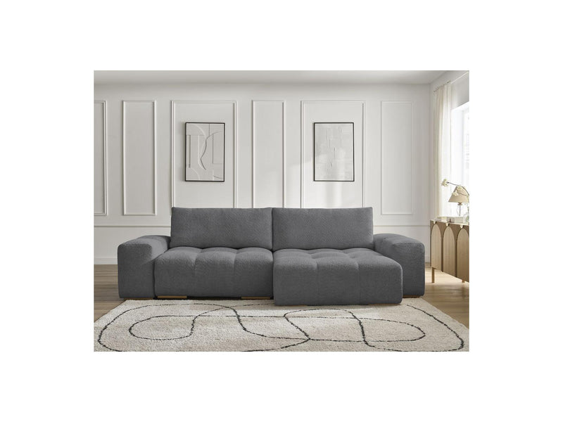 Canapé D'Angle Convertible Réversible Coffre - Anakin - Tissu Bouclette - 2 Coussins