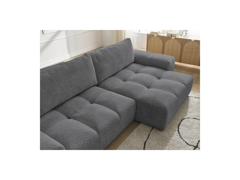 Canapé D'Angle Convertible Réversible Coffre - Anakin - Tissu Bouclette - 2 Coussins