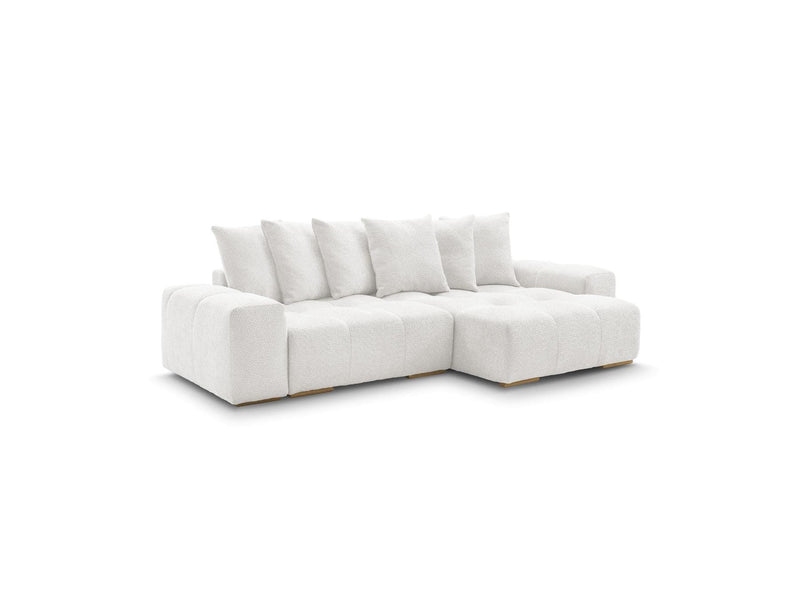 Canapé D'Angle Convertible Réversible Coffre - Anakin - Tissu Bouclette - 6 Coussins