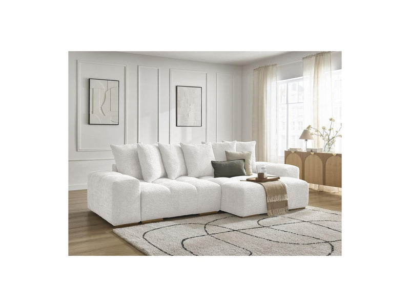 Canapé D'Angle Convertible Réversible Coffre - Anakin - Tissu Bouclette - 6 Coussins