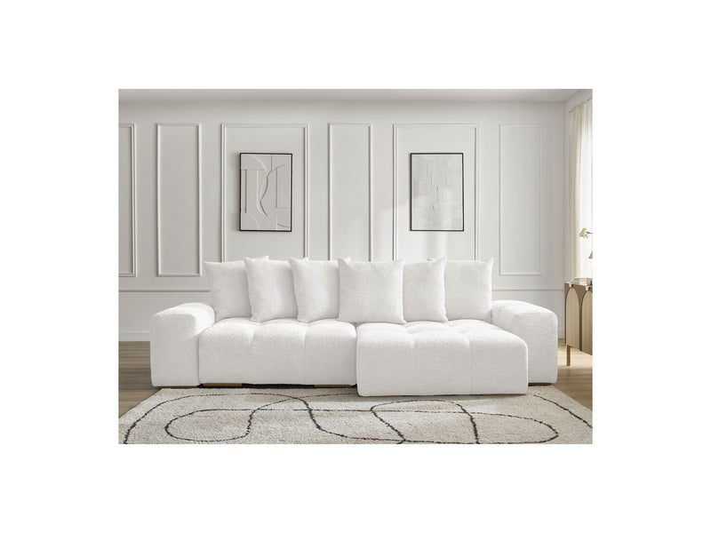 Canapé D'Angle Convertible Réversible Coffre - Anakin - Tissu Bouclette - 6 Coussins