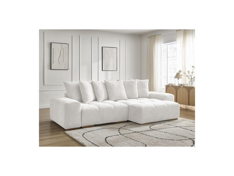 Canapé D'Angle Convertible Réversible Coffre - Anakin - Tissu Bouclette - 6 Coussins