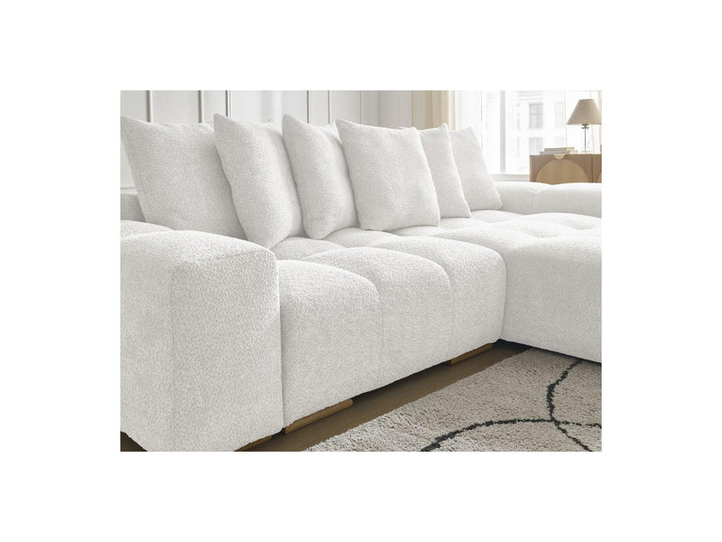 Canapé D'Angle Convertible Réversible Coffre - Anakin - Tissu Bouclette - 6 Coussins