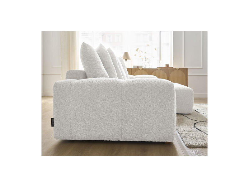 Canapé D'Angle Convertible Réversible Coffre - Anakin - Tissu Bouclette - 6 Coussins