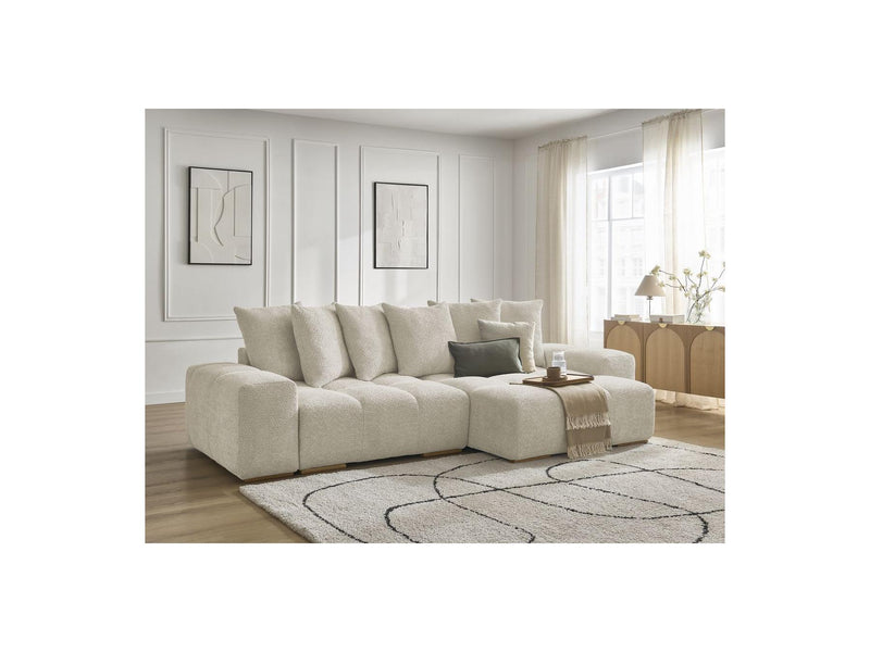 Canapé D'Angle Convertible Réversible Coffre - Anakin - Tissu Bouclette - 6 Coussins