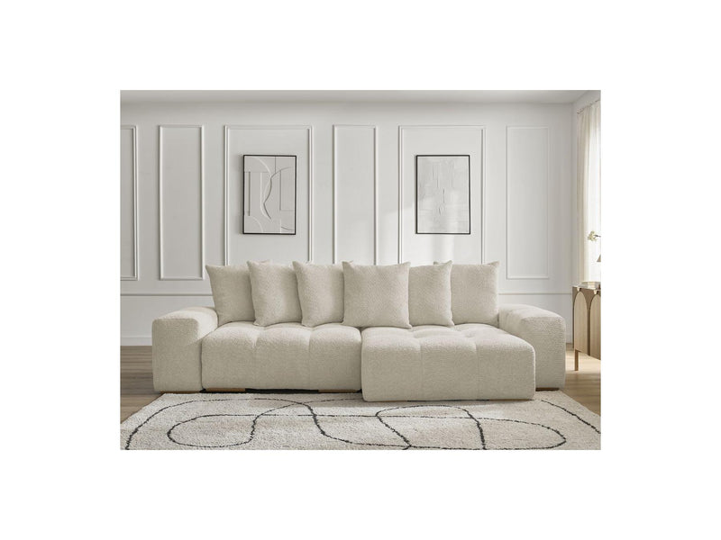 Canapé D'Angle Convertible Réversible Coffre - Anakin - Tissu Bouclette - 6 Coussins