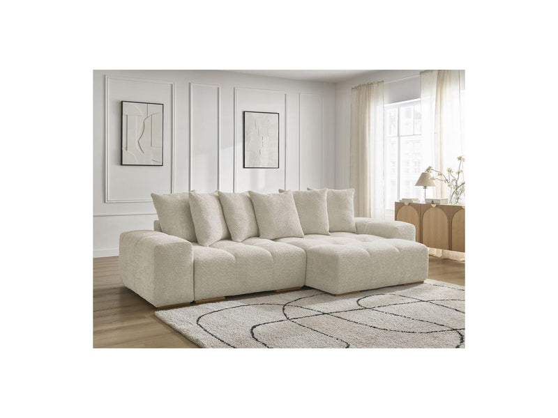 Canapé D'Angle Convertible Réversible Coffre - Anakin - Tissu Bouclette - 6 Coussins