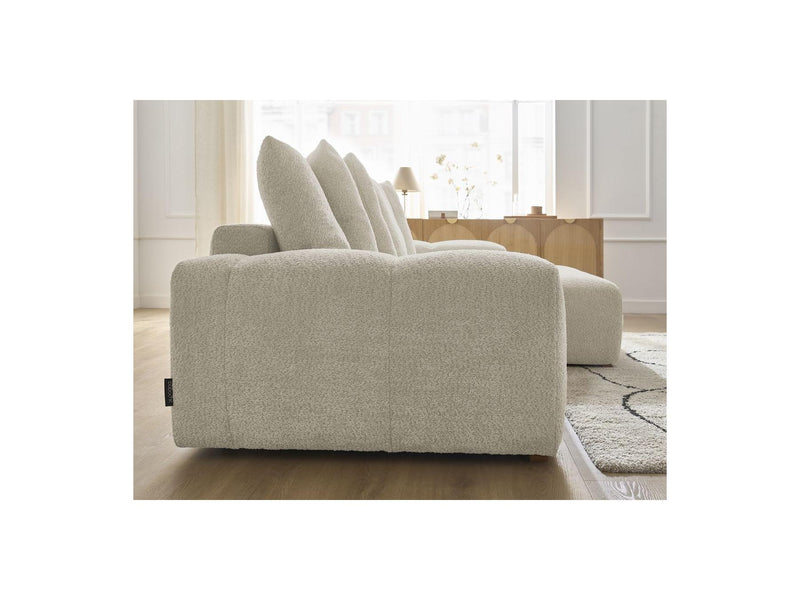 Canapé D'Angle Convertible Réversible Coffre - Anakin - Tissu Bouclette - 6 Coussins