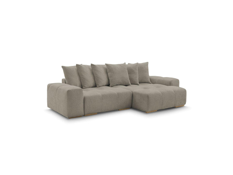 Canapé D'Angle Convertible Réversible Coffre - Anakin - Tissu Bouclette - 6 Coussins
