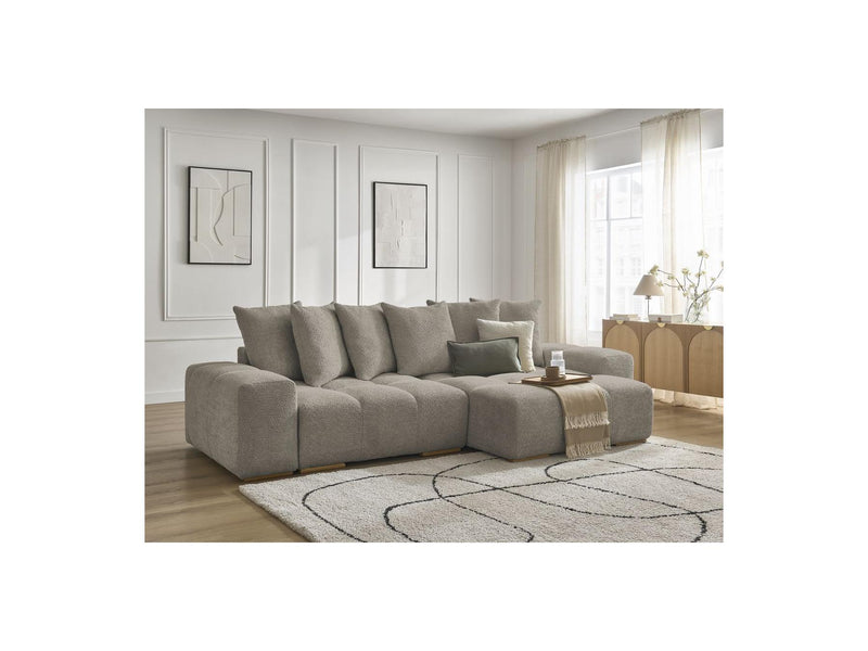 Canapé D'Angle Convertible Réversible Coffre - Anakin - Tissu Bouclette - 6 Coussins