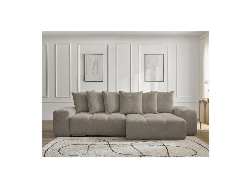 Canapé D'Angle Convertible Réversible Coffre - Anakin - Tissu Bouclette - 6 Coussins