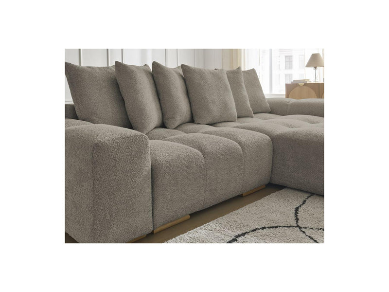 Canapé D'Angle Convertible Réversible Coffre - Anakin - Tissu Bouclette - 6 Coussins