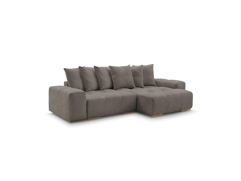 Canapé D'Angle Convertible Réversible Coffre - Anakin - Tissu Bouclette - 6 Coussins