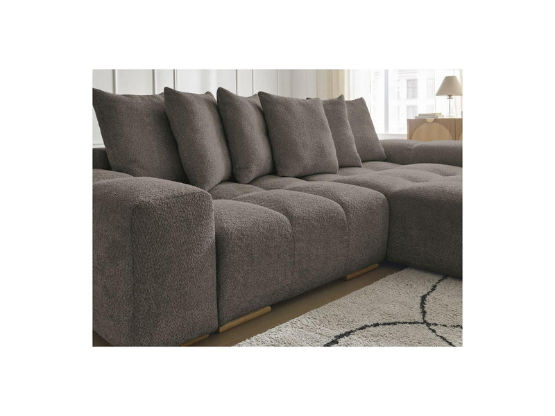 Canapé D'Angle Convertible Réversible Coffre - Anakin - Tissu Bouclette - 6 Coussins