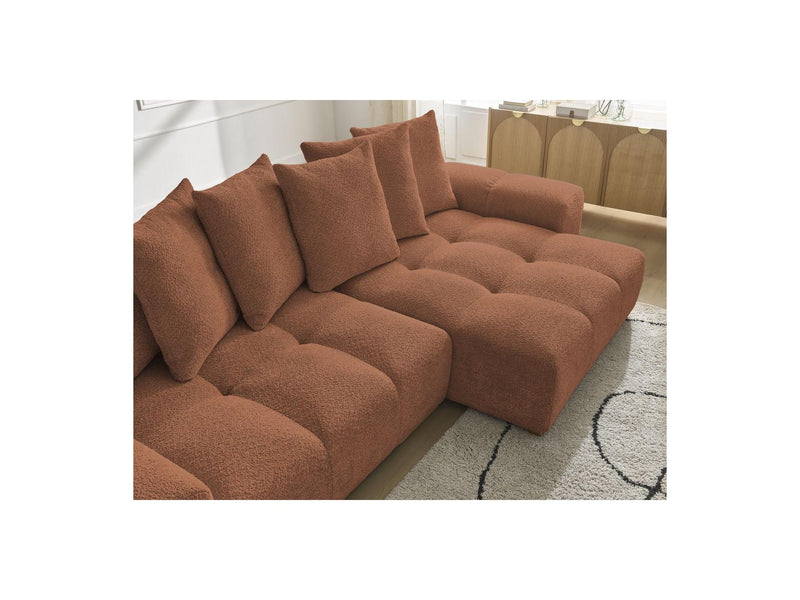 Canapé D'Angle Convertible Réversible Coffre - Anakin - Tissu Bouclette - 6 Coussins