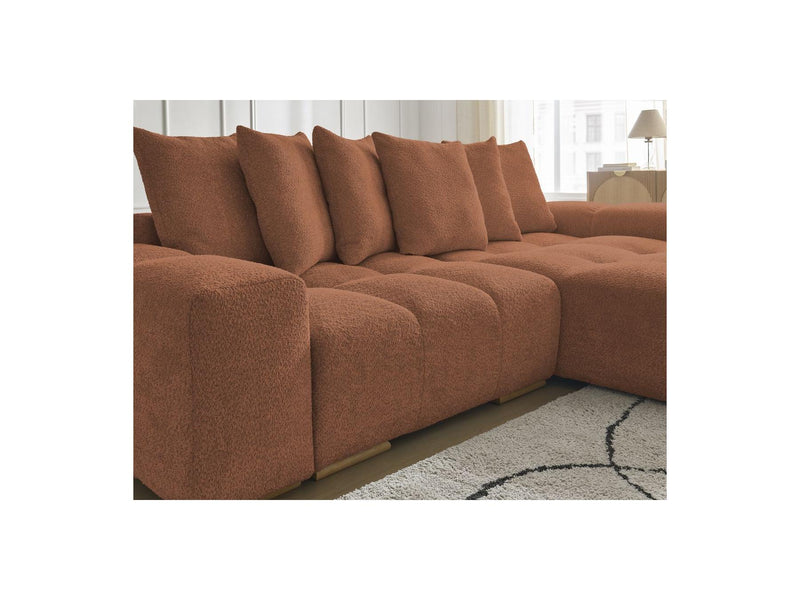 Canapé D'Angle Convertible Réversible Coffre - Anakin - Tissu Bouclette - 6 Coussins