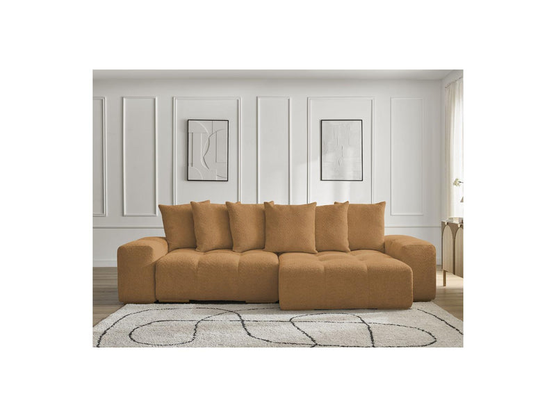 Canapé D'Angle Convertible Réversible Coffre - Anakin - Tissu Bouclette - 6 Coussins