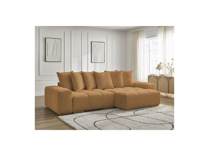 Canapé D'Angle Convertible Réversible Coffre - Anakin - Tissu Bouclette - 6 Coussins