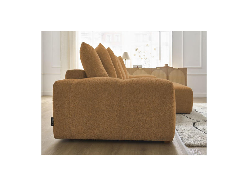 Canapé D'Angle Convertible Réversible Coffre - Anakin - Tissu Bouclette - 6 Coussins