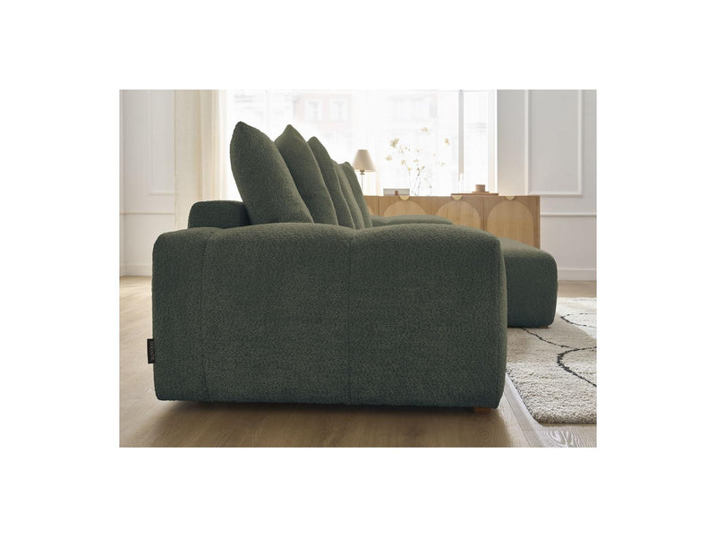 Canapé D'Angle Convertible Réversible Coffre - Anakin - Tissu Bouclette - 6 Coussins