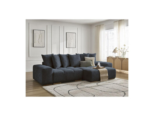 Canapé D'Angle Convertible Réversible Coffre - Anakin - Tissu Bouclette - 6 Coussins