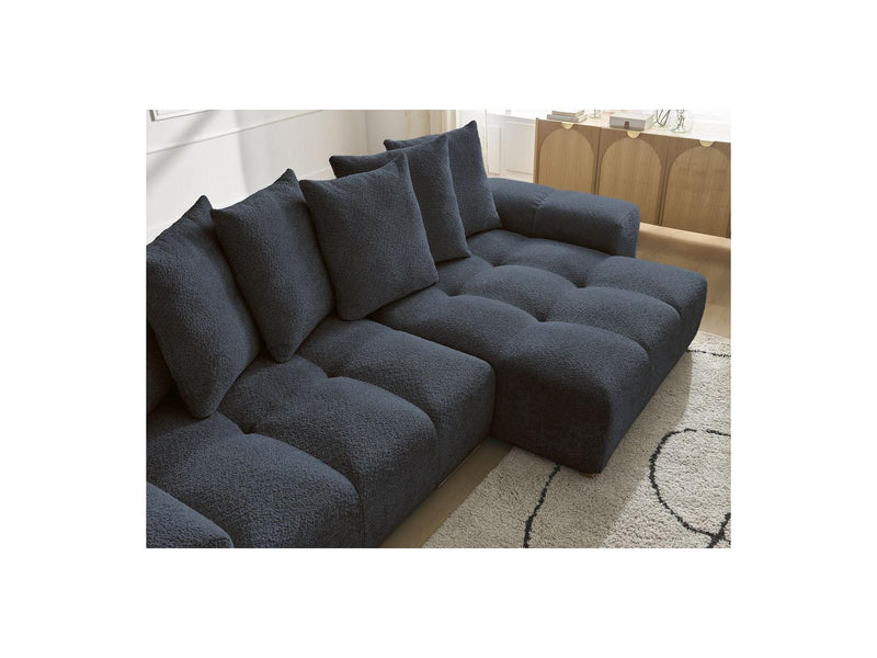 Canapé D'Angle Convertible Réversible Coffre - Anakin - Tissu Bouclette - 6 Coussins