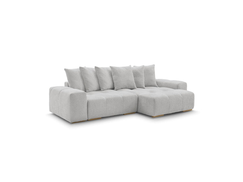 Canapé D'Angle Convertible Réversible Coffre - Anakin - Tissu Bouclette - 6 Coussins