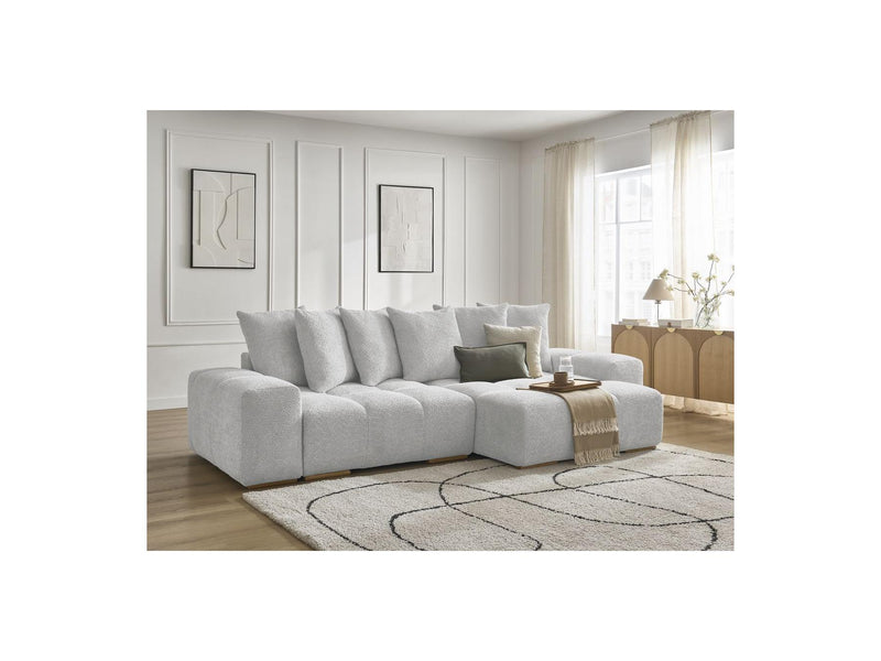 Canapé D'Angle Convertible Réversible Coffre - Anakin - Tissu Bouclette - 6 Coussins