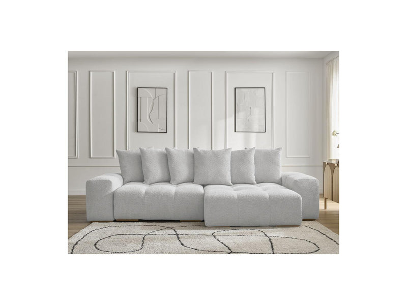 Canapé D'Angle Convertible Réversible Coffre - Anakin - Tissu Bouclette - 6 Coussins