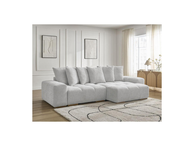 Canapé D'Angle Convertible Réversible Coffre - Anakin - Tissu Bouclette - 6 Coussins