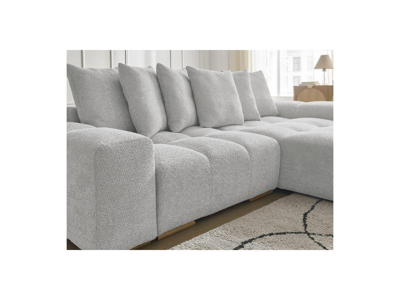 Canapé D'Angle Convertible Réversible Coffre - Anakin - Tissu Bouclette - 6 Coussins