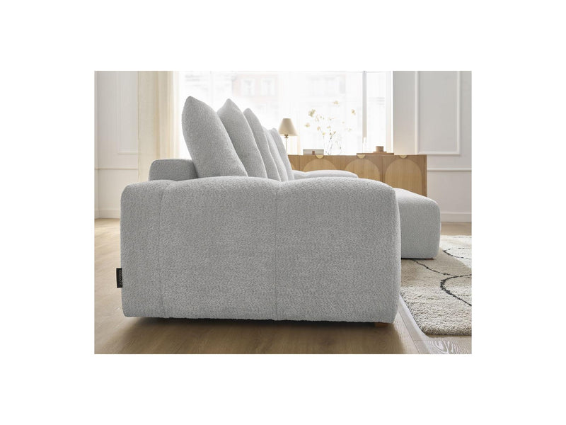 Canapé D'Angle Convertible Réversible Coffre - Anakin - Tissu Bouclette - 6 Coussins