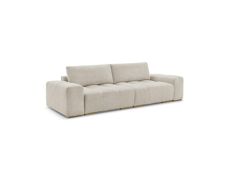 Canapé Droit Convertible Coffre - Anakin - Tissu Bouclette - 2 Coussins