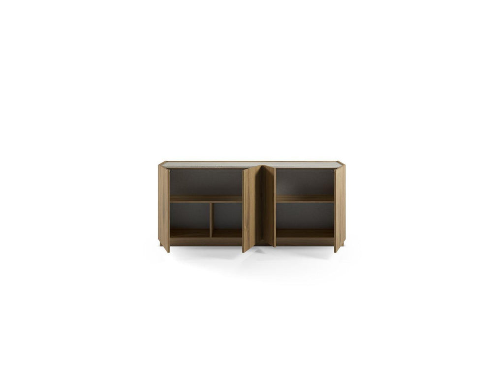 Marion - 4-Door Sideboard - Oak and Travertine Effect