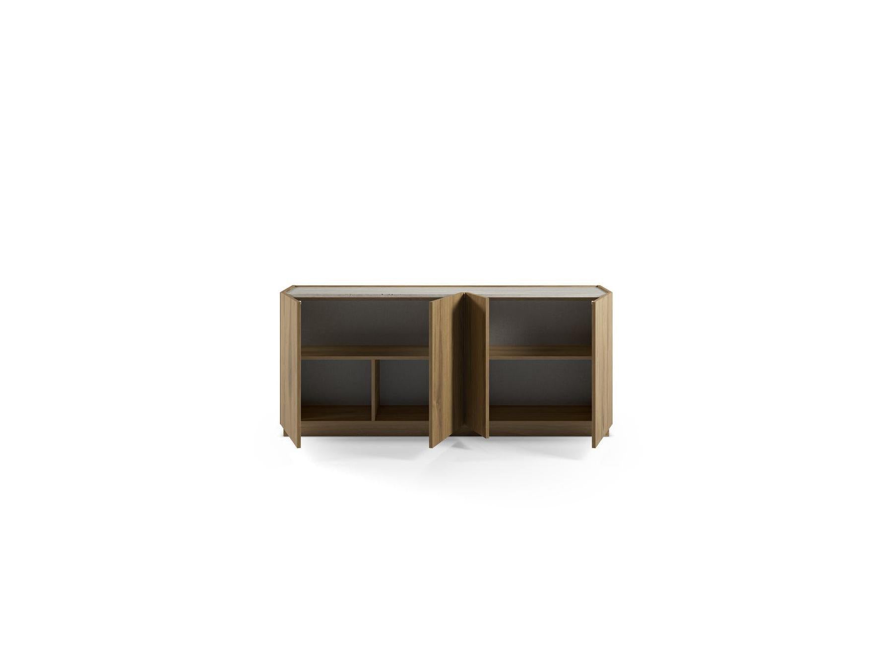 Marion - 4-Door Sideboard - Oak and Travertine Effect
