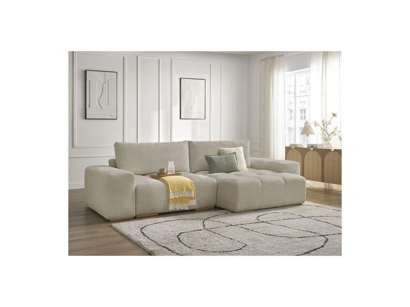 Canapé D'Angle Réversible Convertible Coffre - Anakin - Tissu Texturé - 2 Coussins