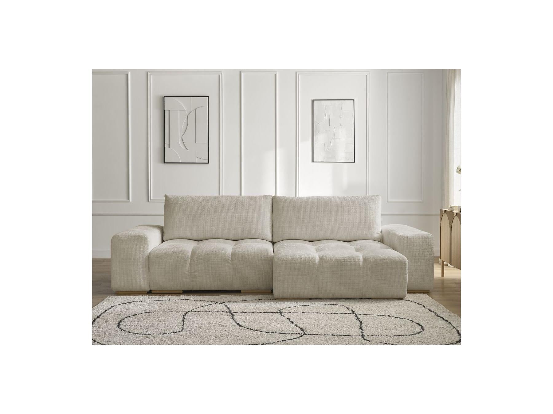 Anakin - Sofá esquinero reversible convertible con arcón - Tejido texturizado - 2 cojines