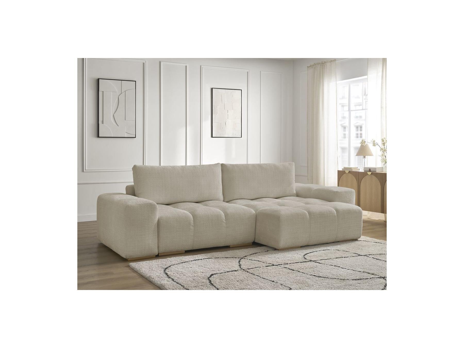 Anakin - Sofá esquinero reversible convertible con arcón - Tejido texturizado - 2 cojines