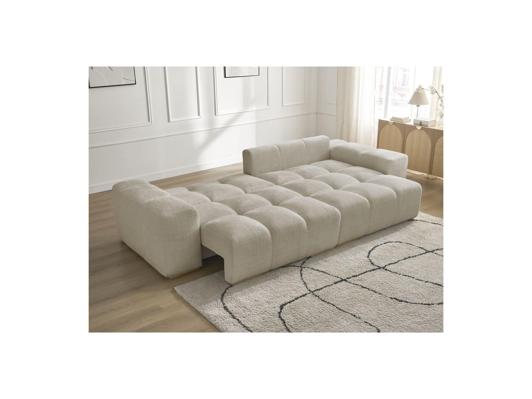 Anakin - Sofá esquinero reversible convertible con arcón - Tejido texturizado - 2 cojines